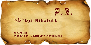 Pétyi Nikolett névjegykártya